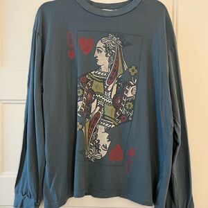 Daydreamer for Free People Queen of Hearts Distressed/washed black Graphic Tee